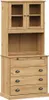 A wooden highboard with glass-doored cabinets on top and drawers below, presented against a white background. Náhled obrázku produktu