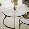 Runder Couchtisch SELAVI 2in1 Schwarz / Weiß Marmour Produktbild-Vorschau 5