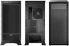 A collage of three views of a computer case: front, interior, and side. Produktbild-Vorschau