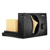 A black cheese slicer with a block of cheese on the tray and a sliced piece of cheese. The brand name 'ufesa' is visible. Produktbild-Vorschau
