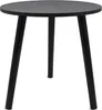A black round side table with three legs on a white background. Náhľad obrázku produktu
