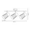 Technical drawing of a three-light ceiling spotlight with dimensions. Produktbild-Vorschau