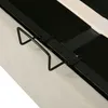 A close-up view of a bed frame's metal support structure and a black wire hook. Produktbild-Vorschau