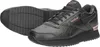 A pair of black Reebok women's sneakers with pink accents, shown from a diagonal angle on a white background. Voir les images du produit