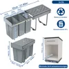 Product dimensions and features diagram for a kitchen pull-out trash can system. Náhľad obrázku produktu