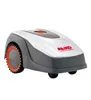 A robotic lawnmower is shown from a side-diagonal angle against a white background. Produktbild-Vorschau