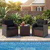 COSTWAY Gartenmöbel Set Polyrattan, 3-tlg. Balkonmöbel Set Produktbild-Vorschau 2