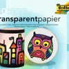 A product shot featuring a transparent paper craft project and a colorful owl illustration on embroidery hoop. Anteprima dell’immagine prodotto