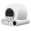A white, modern-looking automatic cat litter box with a rounded top and a control panel at the base. Podgląd zdjęcia produktu