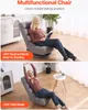 A woman reading in a reclined chair and another woman stretching in a sofa-like chair. Voir les images du produit