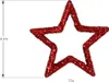 A red glitter star decoration against a white background with measurement indicators. Produktbild-Vorschau
