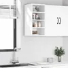 A white kitchen cabinet with shelves and doors, mounted on a white wall. Anteprima dell’immagine prodotto