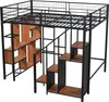 Hochbett, 140x200 cm, Metallbett mit Lattenrost, Regal, Produktbild-Vorschau 5