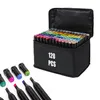 A set of 120 marker pens in a black carrying case, with some pens laid out in front. Produktbild-Vorschau