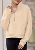 ASKSA Sweatshirt femme col montant zippé Pull uni Hauts Voir les images du produit 2