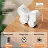 A butterfly-shaped LED night light with motion sensor and adjustable brightness is shown on a wooden surface, with product specifications and features highlighted. Produktbild-Vorschau