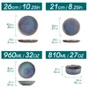 Diagrams showing the dimensions of plates and bowls in both metric and imperial units. Náhled obrázku produktu