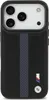 A black iPhone case with a blue perforated stripe and BMW M logo. Anteprima dell’immagine prodotto