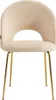 A single beige upholstered dining chair with gold metal legs is shown against a white background. Podgląd zdjęcia produktu