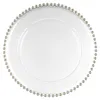 Eleganter Platzteller mit goldenen Perlen am Rand Produktbild-Vorschau