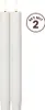 Two white LED taper candles with a ribbed texture, standing upright. A circular graphic with text is present. Podgląd zdjęcia produktu
