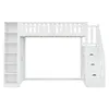 A white loft bed with integrated storage and stairs, presented against a plain white background. Anteprima dell’immagine prodotto