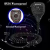 A black microphone with a coiled cord is shown against a dark background with blue concentric circles and water droplets. A close-up inset shows the internal components of the microphone. Produktbild-Vorschau