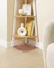 A corner shelf unit with decorative items and books. Náhled obrázku produktu
