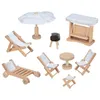 Goki Puppenhaus Gartenmöbel Holz Set 9-teilig mit Grill Produktbild-Vorschau 1