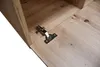 A close-up view of a metal hinge attached to a wooden surface. Produktbild-Vorschau