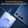A close-up marketing image showing a smartphone screen and camera module, with overlaid text highlighting a 'Case-Friendly Design'. Produktbild-Vorschau