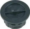 A close-up, studio shot of a dark gray plastic component, likely a cap or plug, with a circular outer rim and a raised, divided central section. The base has a ribbed or notched edge. Produktbild-Vorschau