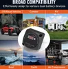 A collage of images showing the product's broad compatibility with various vehicles and equipment, including an off-road vehicle, camper, RV, boat, yacht, and air compressor. A close-up of the product is also featured. Produktbild-Vorschau