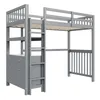 A gray loft bed with a dresser and ladder against a white background. Náhled obrázku produktu