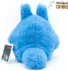 A blue Totoro plush toy shown from the back, with a tag attached. Voir les images du produit