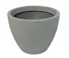 A gray, textured, round planter pot with a wide rim, shown against a white background. Produktbild-Vorschau