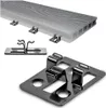 A composite decking board with metal fasteners shown from multiple angles. Náhled obrázku produktu