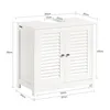 A white bathroom cabinet with dimensions indicated by measurement lines and text. Produktbild-Vorschau