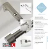 A collage of images showcasing a curtain rod system with various close-ups and marketing text. Produktbild-Vorschau