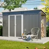 Metall Gerätehaus mit Holzunterstand Garten Brennholzlager Produktbild-Vorschau 2