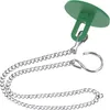 A green disc-shaped object with a silver chain and hook, likely a reptile feeding dish. Podgląd zdjęcia produktu