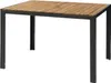 A rectangular outdoor table with a slatted wood top and black metal legs, shown against a white background. Náhľad obrázku produktu