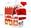 A close-up of a Santa Claus figurine climbing a chimney, with dimensions indicated by measurement lines and text. Voir les images du produit