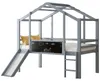 Kinderhochbett 90x200cm aus Massivholz in Grau, Hausbett Produktbild-Vorschau 6