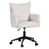 A white corduroy office chair with a black base and wheels, shown against a white background. Náhľad obrázku produktu