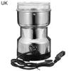 A stainless steel electric coffee grinder with a clear lid sits on a white background. Produktbild-Vorschau