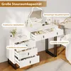 COSTWAY Coiffeuse Coiffeuse avec miroir LED, 3 modes Voir les images du produit 4