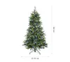 A decorated artificial Christmas tree on a white background with size indicators. Produktbild-Vorschau