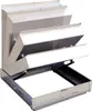 A stainless steel access cover with gas springs, shown from a slightly elevated front-diagonal angle against a white background. Produktbild-Vorschau
