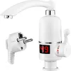 A white electric instant water heater tap with a digital display and a power plug. Náhled obrázku produktu